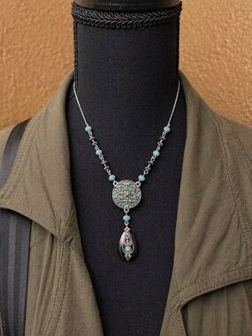 Avon NR Nancy & Rise Necklace Boho Turquoise Filigree Pendant